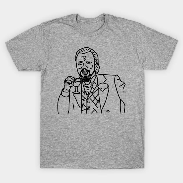 Laughing Leo Drinking Wine Memes Line Art T-Shirt by ellenhenryart